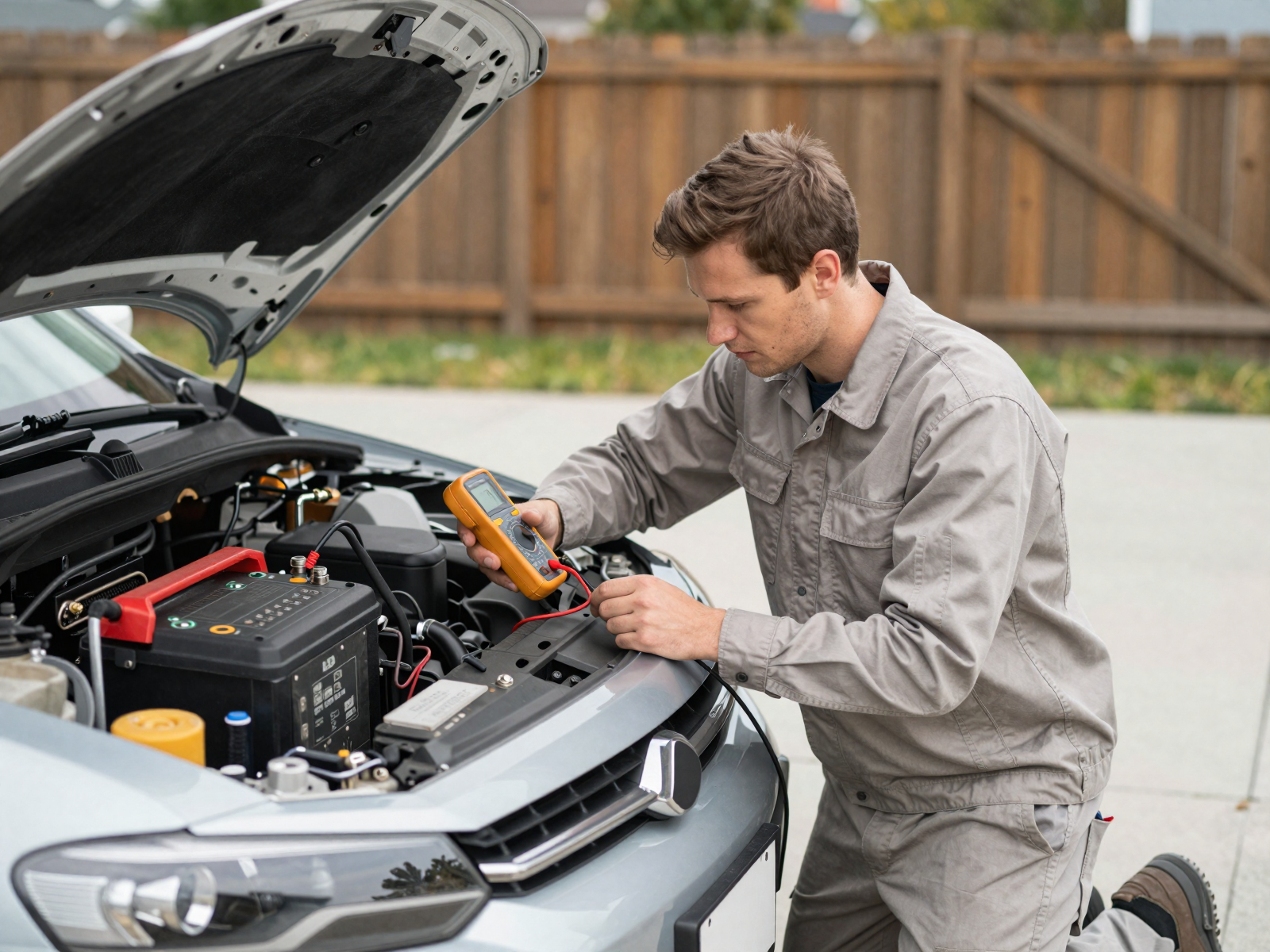 Auto electrical technician at work